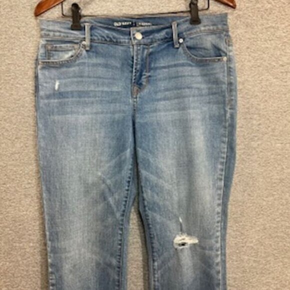 Old Navy Womens Jeans Size 6 Blue Denim Original Mid Rise Distressed Straight - Picture 5 of 14